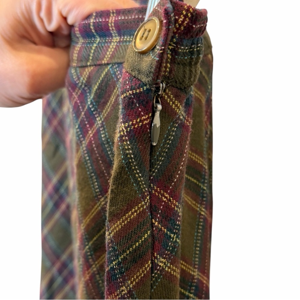 Vintage Sag Harbor Plaid Bias Cut Midi Skirt // Earthy Academia Grunge Vibe 12 - Picture 7 of 10
